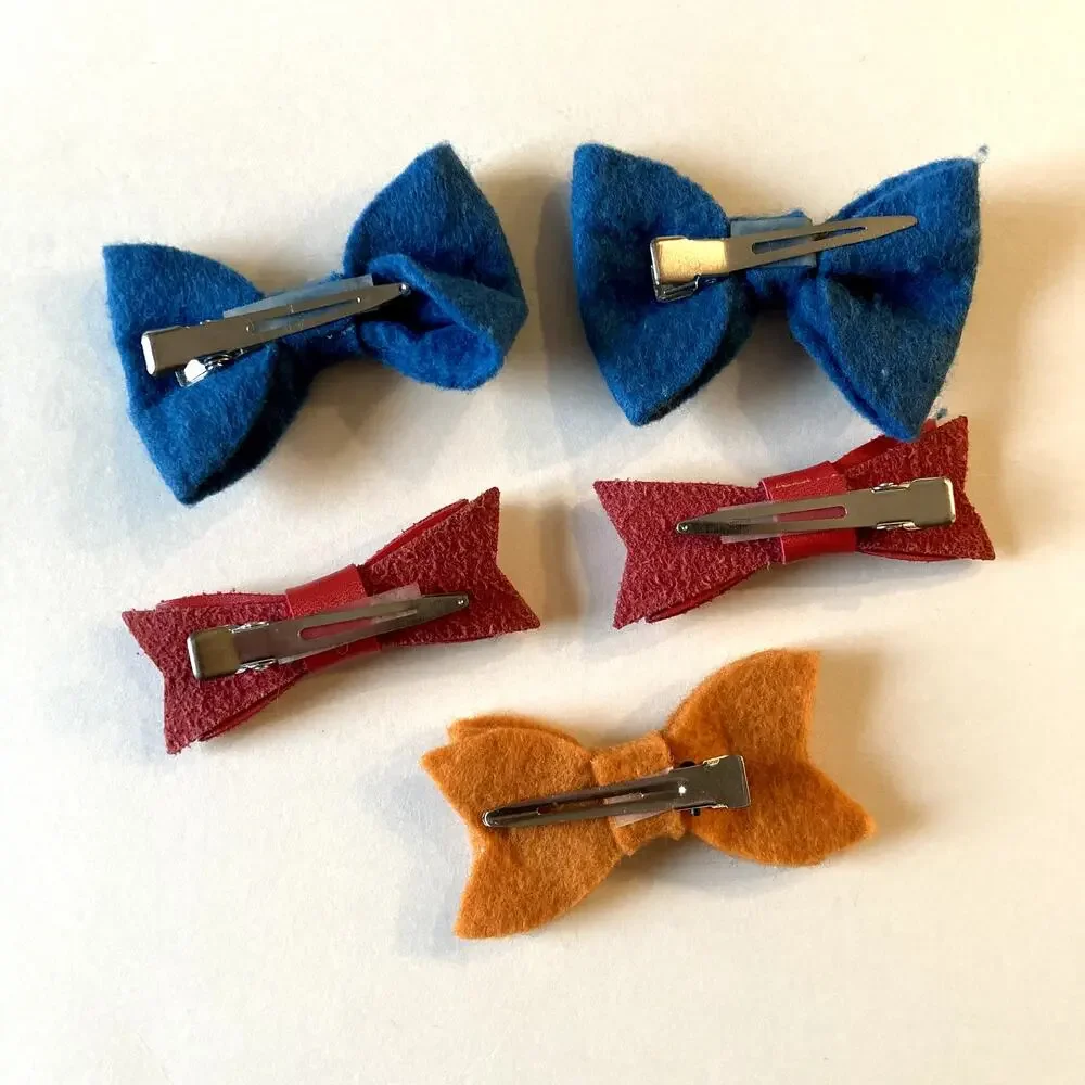 Assorted Winter Holiday Hair Bow Clips Barrettes - Set of 7